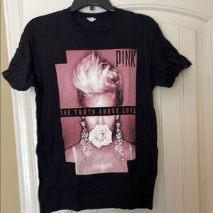 PINK concert tee…Black Graphic T-Shirt with Pink Design